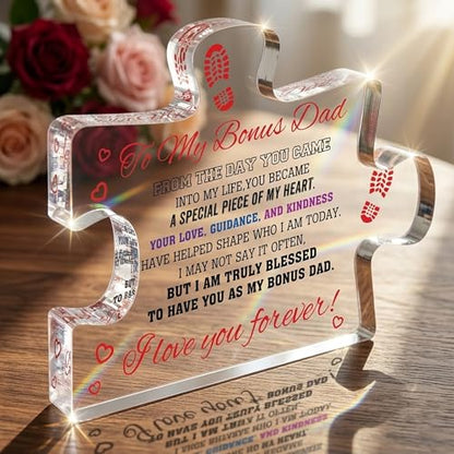 To My Bonus Dad Puzzle Piece Keepsake