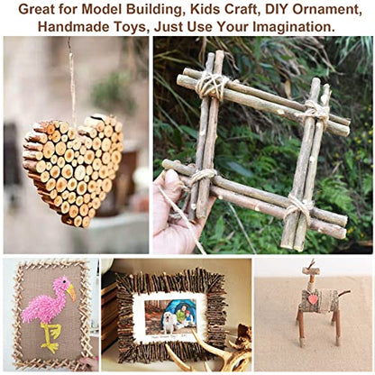 100PCS 4 inch Wood Log Sticks for Crafts 0.4 (100 Count)