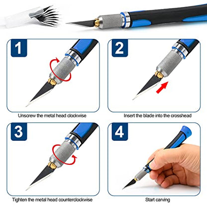 Precision Hobby Knife Set Utility Craft Knife Kit with 10PCS Blades for Art