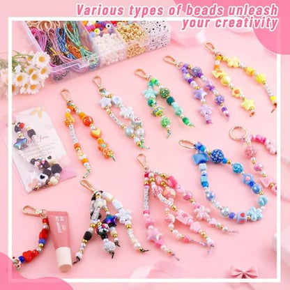 Acrylic 865PCS Beaded Keychain Making Kit