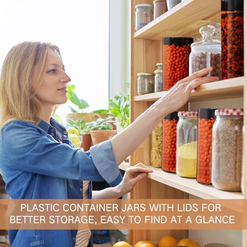 12 Pack 12 oz Plastic Container Jars with Lids Round Clear Travel Cosmetic Container Slime Jars for Toiletries (12 Count)