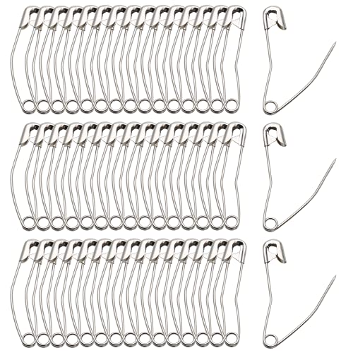 100 PCS 2" 50mm Curved Safety Pins (100 Count)