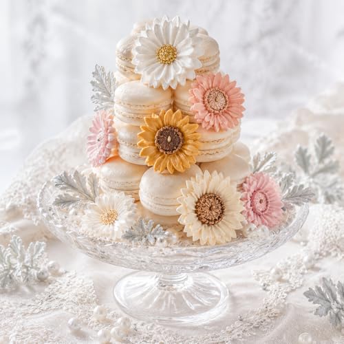 4 Pcs 3D Flower Silicone Molds Daisy Sunflower for Candle Soap Cake Topper (4 Count)