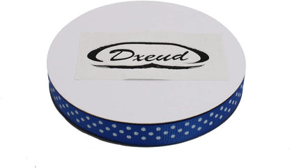 Polka Dot Grosgrain Ribbon 25 Yard Each Roll 100% Polyester (3/8", Royal Blue) - Crafty Corner