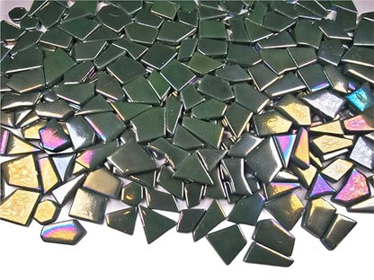 Irregular Glass Mosaic Tiles Bulk 500g Glossy and Iridescent Mosaic Glass Tiles for DIY Projects and Arts and Crafts Solid Colors and Mixes (263 Count)