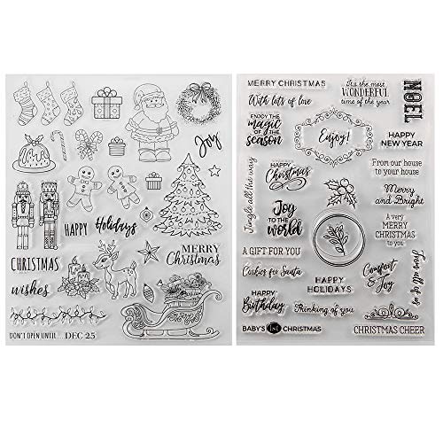 Christmas Theme Clear Silicone Stamps Christmas Crafts Stamps for Card (53 Count)