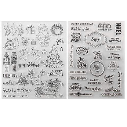 Christmas Theme Clear Silicone Stamps Christmas Crafts Stamps for Card (53 Count)
