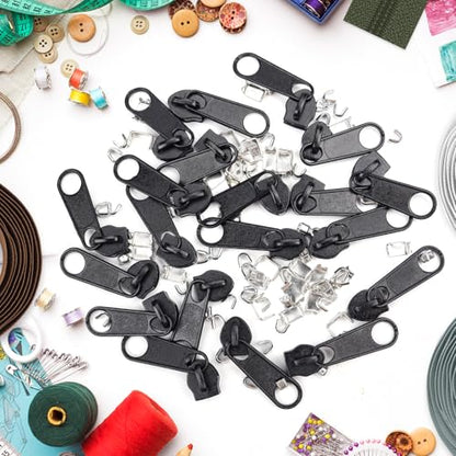 20Pcs Zipper Repair Kit Zippers Replacement 5# Zipper Pull Rescue Kit for Clothing Jackets Purses Luggage Backpacks (20 Count)