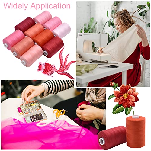 Sewing Thread 10 Color Sewing Industrial Purpose 1000 Yards Per Spool 40S (30000 Foot)
