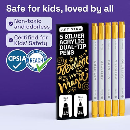 Gold Dual Tip Acrylic Paint Marker Pens (5 Count)