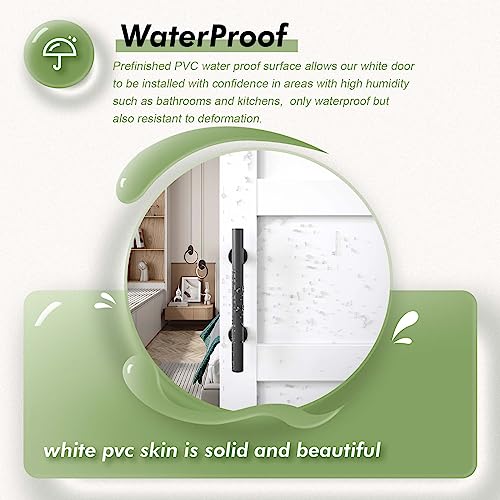 24x84 inch White Sliding Barn Door with Hardware