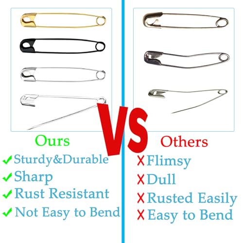 60PCS 3Inch Large Black Safety Pins (60 Count)
