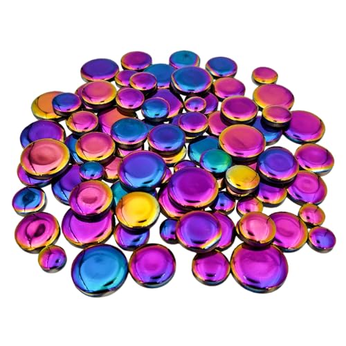 200g Iridescent Round Mosaic Tiles for Crafts Bulk