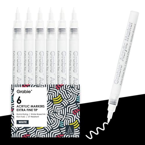 6 White Acrylic Paint Markers