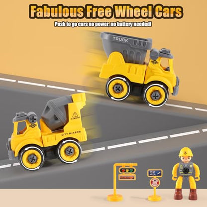 4PCS Take Apart Construction Toys for 3 Year Old Boy Birthday Gift (4 Count)