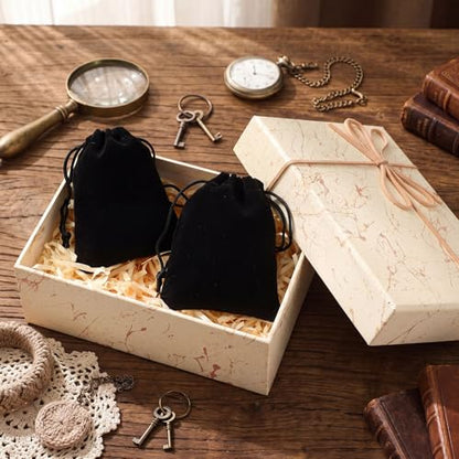100 Pcs Black Velvet Drawstring Bags (100 Count)