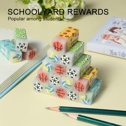 18Pcs Cute Sports Ball Erasers for Kids Bulk (18 Count)