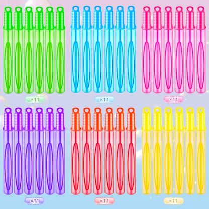 Bubble Wands 66 Piece in 6 Colors (4 Ounce)