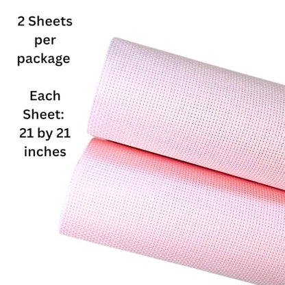 2 Sheets of Pink 11 Count Aida Cloth