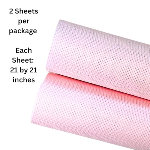 2 Sheets of Pink 11 Count Aida Cloth