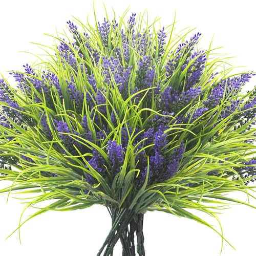 20 Bundles Artificial Plants Outdoor Fake Monkey Grass with Flowers (20 Count)