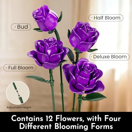 Rose Flower Bouquet Building Set for Adults