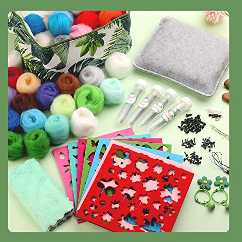 Needle Felting Kit Beginner 50 Colors Wool Roving Set (50 Count)