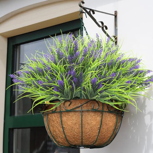 20 Bundles Artificial Plants Outdoor Fake Monkey Grass with Flowers (20 Count)