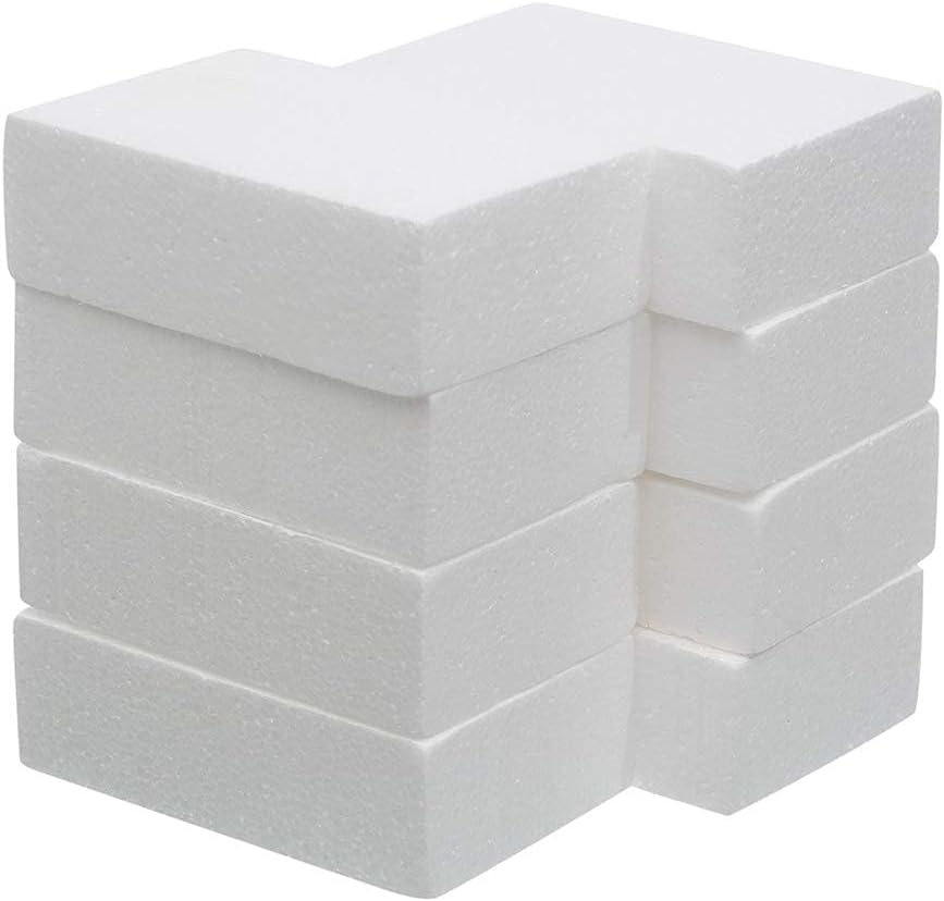 Crafare 8 Pack Craft Foam Blocks 8X4X2 Inch Polystyrene Brick Rectangle for Arts,School Modeling Projects Sculptures,Floral Arrangements,Party Table Centerpieces