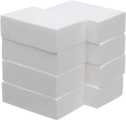 Crafare 8 Pack Craft Foam Blocks 8X4X2 Inch Polystyrene Brick Rectangle for Arts,School Modeling Projects Sculptures,Floral Arrangements,Party Table Centerpieces