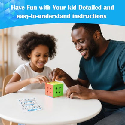 3x3 Speed Cube Stickerless with Stand & Tutorial Toy Gift for Boys 6