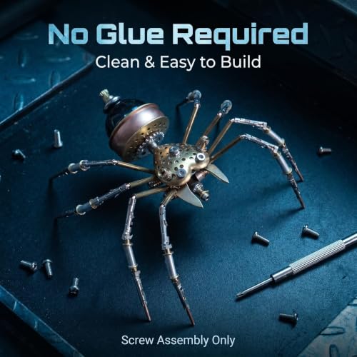 Steampunk 3D Metal Spider Puzzle 140+ Pcs Mechanical DIY Assembly Model Kit 2 (140 Count)
