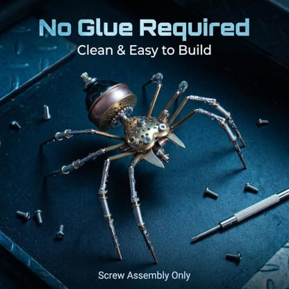 Steampunk 3D Metal Spider Puzzle 140+ Pcs Mechanical DIY Assembly Model Kit 2 (140 Count)