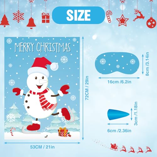 Pin The Snowman Nose Christmas Pin The Tail Party Games Activities for Kids 36 Stickers Christmas Party Decorations School Classroom Activities