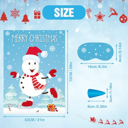 Pin The Snowman Nose Christmas Pin The Tail Party Games Activities for Kids 36 Stickers Christmas Party Decorations School Classroom Activities