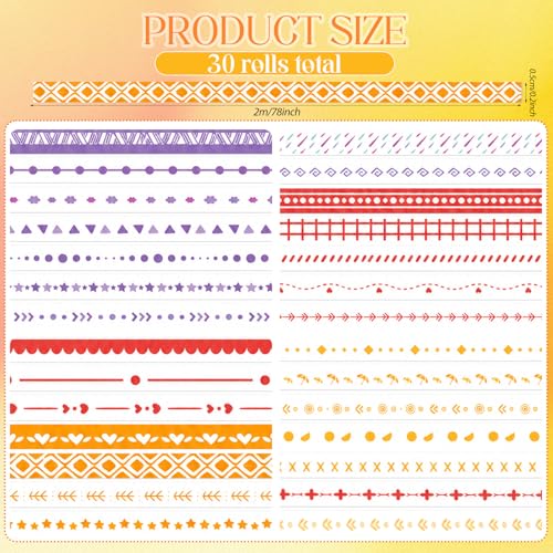 30 Rolls Pastel Floral Washi Tape Set (30 Count)