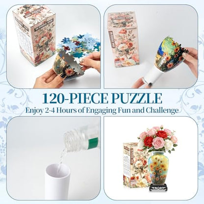 3D Puzzle Vase for Adults with 120 Plastic Pieces (120 Count)