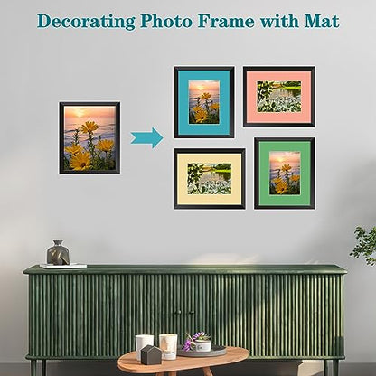 12 Packs Mixed Colors 8x10 Picture Frame Mats for 5x7 Photos