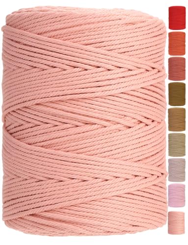 Macrame Cord 3mm x 546yards Natural Macrame Cotton Rope Colored Macrame Rope Soft Cotton Cord Macrame Supplies Craft Rope Macrame Yarn for Plant Hanger Wall Hanger Dreamcatcher (1638 Foot)
