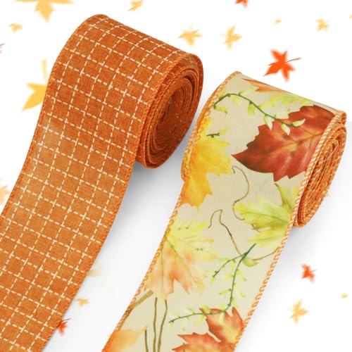 2 Rolls 10 Yards Fall Wired Edge Ribbons
