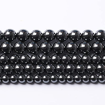 51pcs 8mm AAA Black Hematite Beads Natural Stone Gemstone Round Loose Beads for Jewelry Making DIY Bracelets Necklace Earrings (16 Count)