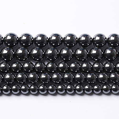 36pcs 12mm AAA Black Hematite Beads Crystal Energy Stone Healing Power Natural Stone Gemstone Round Loose Beads for Jewelry Making DIY Bracelets (16 Count)