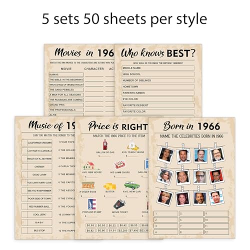 60th Birthday Party Games (50 Count)