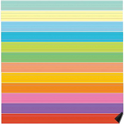 12 Pieces Large Magnetic Sentence Strips 3 x 36 inch Dry Erase Sentence Strips Jumbo Multicolor Magnetic Handwriting Paper with Lines for Teacher Whiteboard Classroom School Supplies