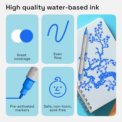 Blue Dual Tip Acrylic Paint Pens (2 Count)