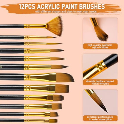 68PCS Acrylic Paint Canvas Set for Adults with 24 Paint for Beginner