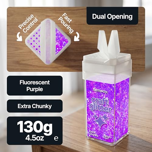 Craft Glitter Shaker Fluorescent Purple 130g Extra Chunky (3.8 Ounce)