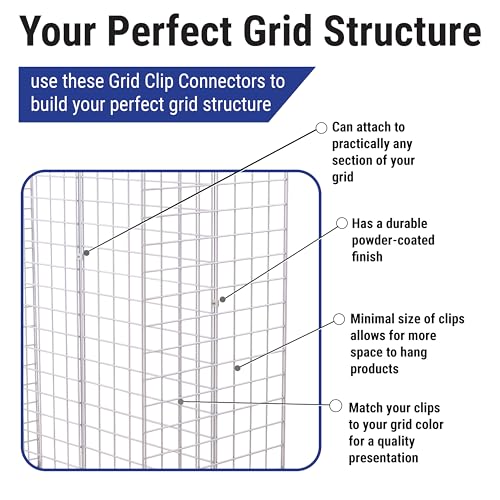 Gridwall Joining Clip Connectors for Grid Panels