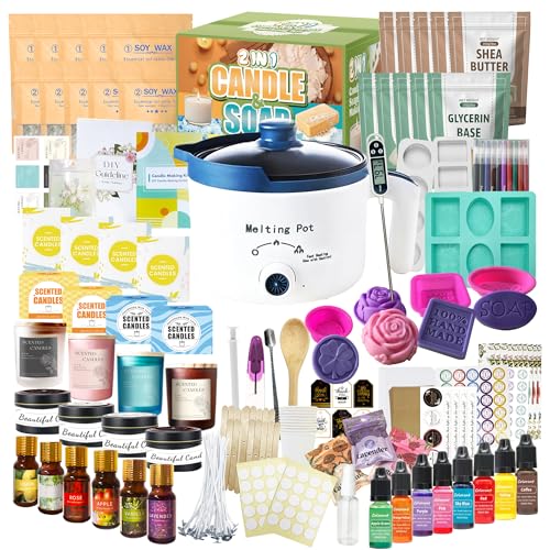 Deluxe 2-in-1 Candle & Soap Making Supplies Kit with Melter for Adults