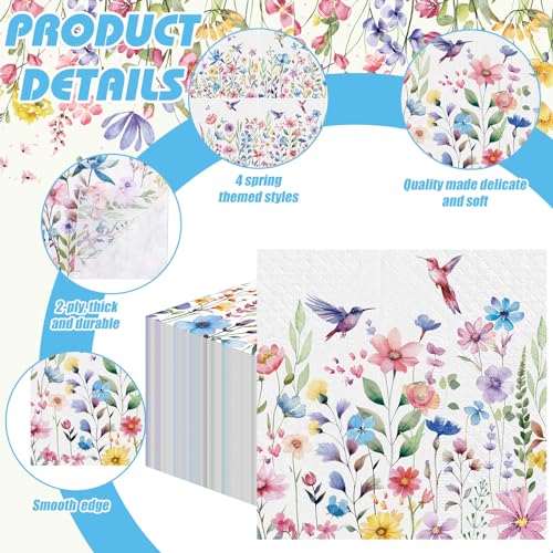 200 Pieces Summer Floral Cocktail Napkins 2